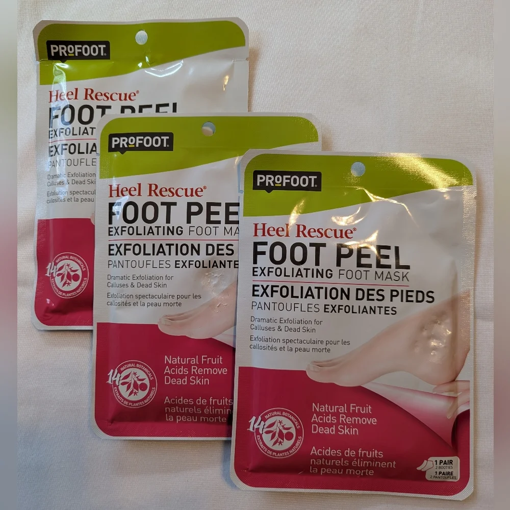 Set Of 3 Heel Rescue Foot Peel Exfoliating Foot Mask Brand New Sealed